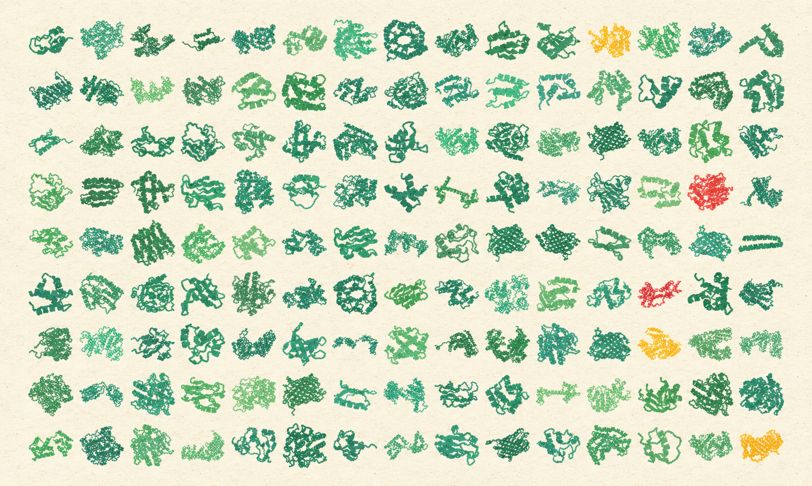 A grid of biological proteins.