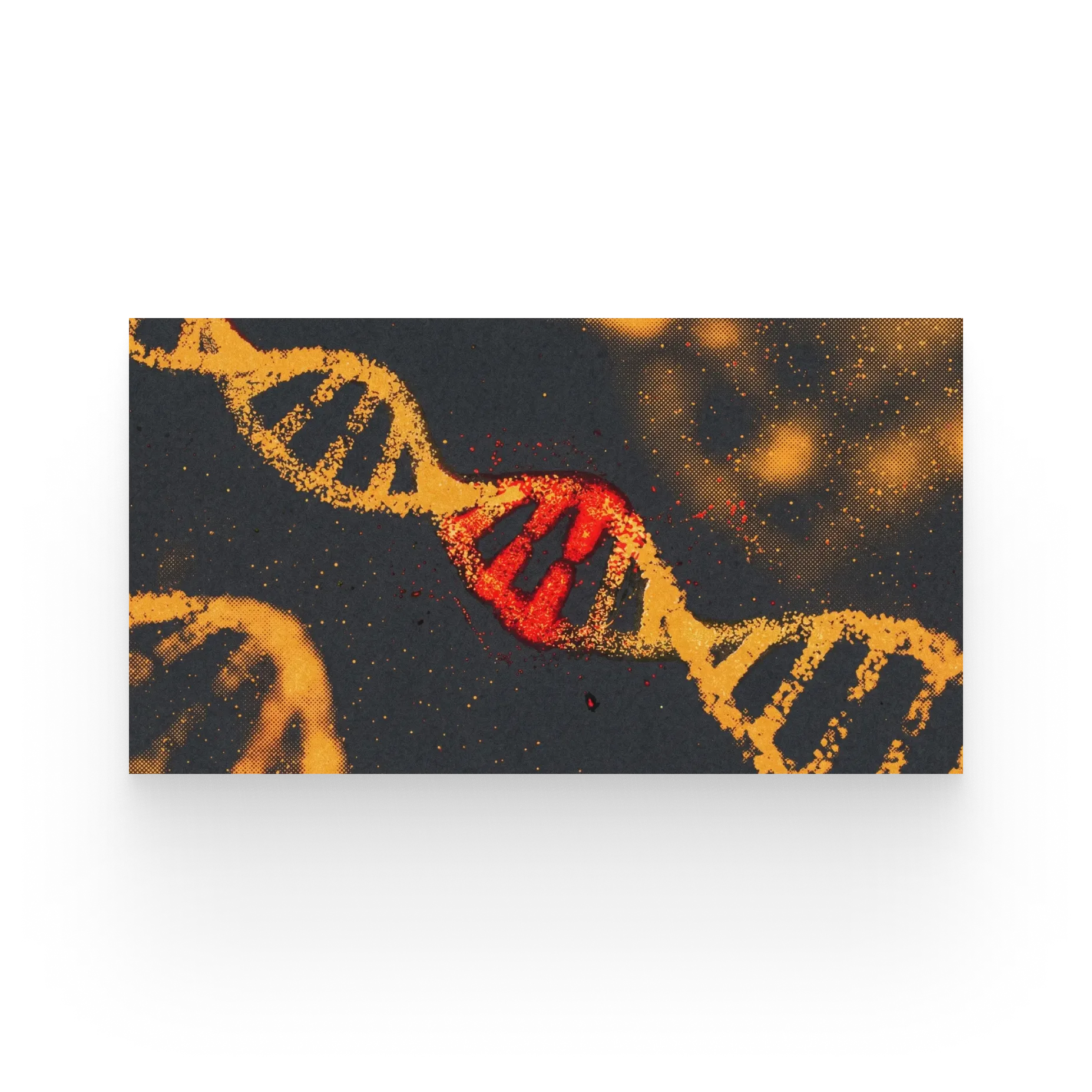 A DNA double helix with one section highlighted in red