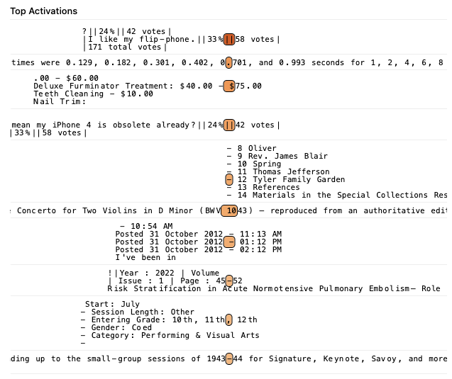 Top activations for Feature 451291: the feature fires before larger numbers in sequences of years