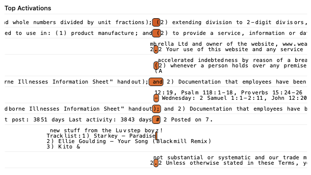 Top activations for Feature 475549: the feature fires on tokens before 2 in numbered lists, documents, dates and timestamps
